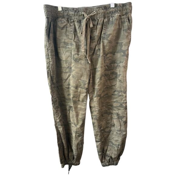 Pistola high rise green camo jogger pants elastic drawstring waist large - Picture 1 of 4